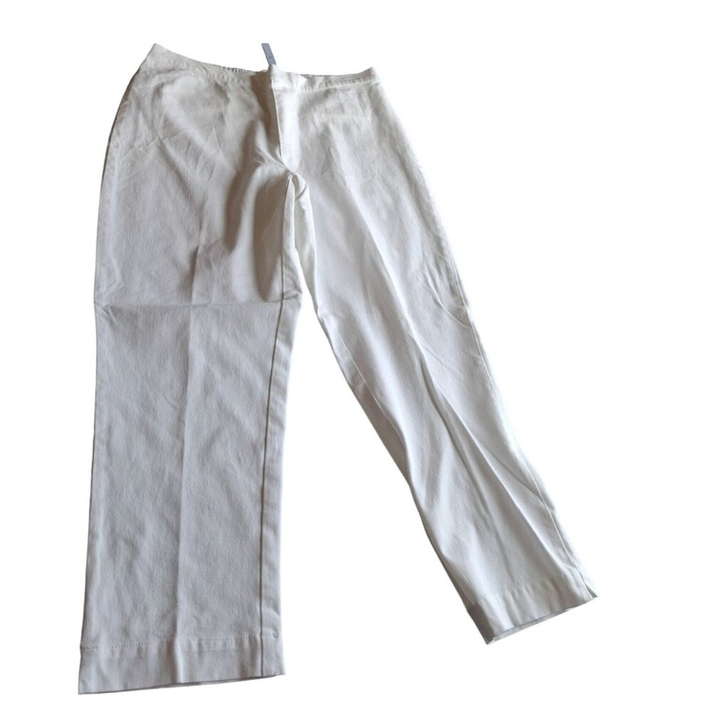 Isaac Mizrahi Womens Chino Pants 14 Beige Elastic Waist Straight Leg Classiccore